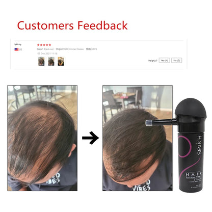 10 Colors Sevich Hair Fibers Keratin Fibers Applicator Hair Building Fibers Spray Hair Loss Instant Regrowth Thickening Powders