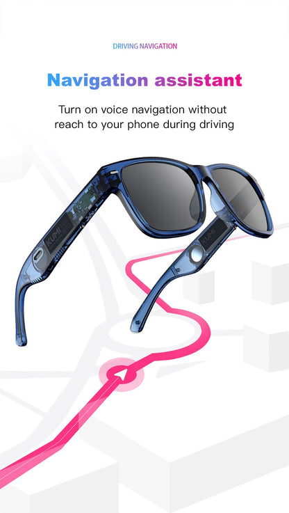 KUMI Meta V1 Smart Glasses Polarized Sunglasses Bluetooth glasses IPX4 Waterproof Open Ear Headphones AI Voice Assistant