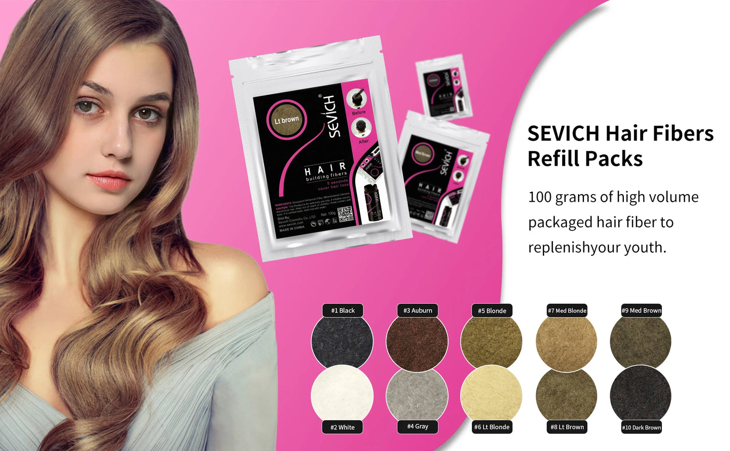 Sevich Hair Fiber For Thinning Hair & Bald Spot Instant Hair Growth Fiber Fill In Fine Or Thinning Hair Instantly Thicker Powder