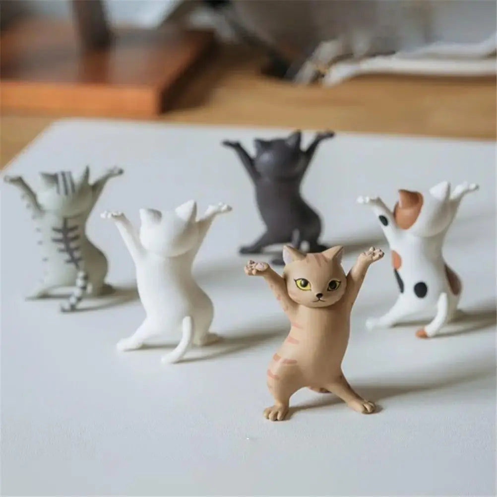 Cat Ornaments Anime Raising Hands Dancing Cat Model Cat Ornaments Cat Figures Toys for Children s Room Study Room