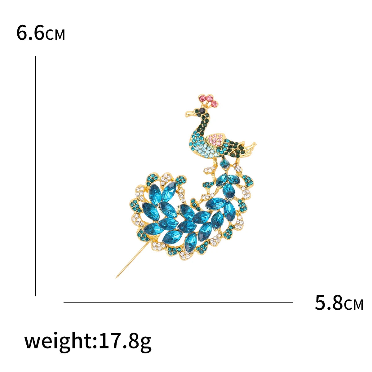 Fully Rhinestone Peacock Bird Brooch Fashionable and Elegant Coat Pin Jewelry Accessories and Gifts