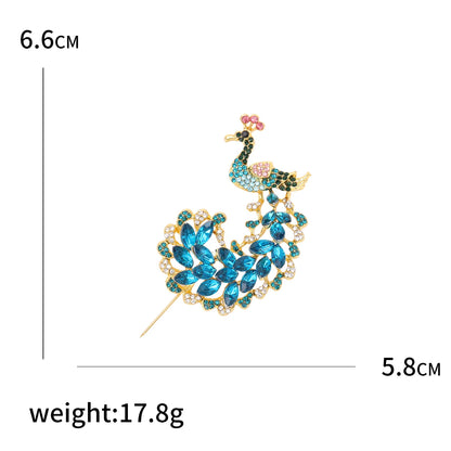 Fully Rhinestone Peacock Bird Brooch Fashionable and Elegant Coat Pin Jewelry Accessories and Gifts