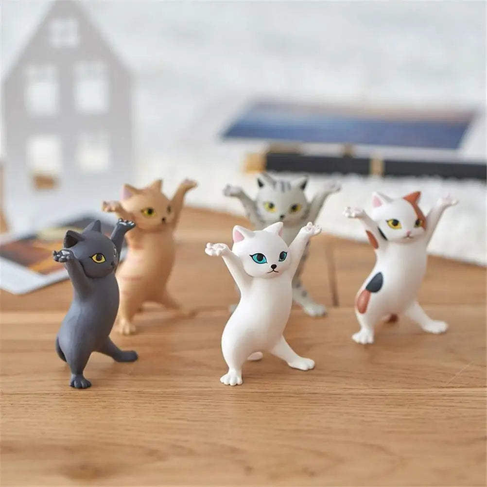 Cat Ornaments Anime Raising Hands Dancing Cat Model Cat Ornaments Cat Figures Toys for Children s Room Study Room