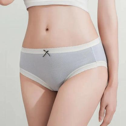 7Pcs Women's Panties Cotton Underwear Cute Bow Girls Briefs Solid Panty Breathable Underpants Sexy Low Waist Female Lingerie