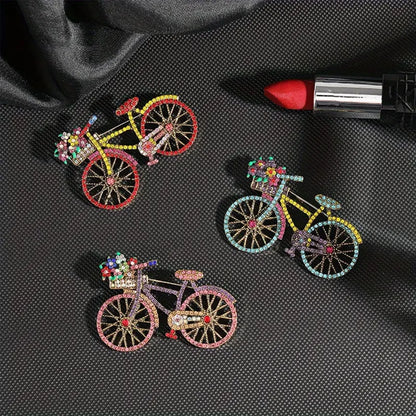 1 Piece, Elegant Vintage Flower Basket Bicycle Brooch, Exquisite Gift for Women, Versatile in All Seasons