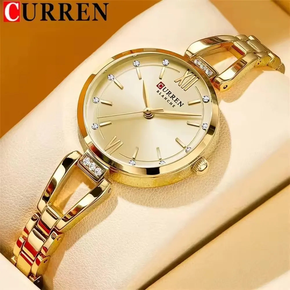 CURREN 9092 Women Quartz Watch Fashion Luxury Elegant Stainless Steel Strap Bracelet Wristwatch for Ladies Girl Female Clock