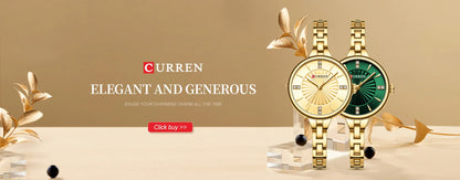 CURREN 9097 Women's Casual Quartz Watch Elegant Simple Design Waterproof Stainless Steel Strap Fashion Business Wristwatch Lady