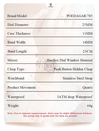 POEDAGAR Luxury Elegant Watch For Woman Date Waterproof Rectangle Ladies Watch Stainless Steel Quartz Women Watches Female Reloj