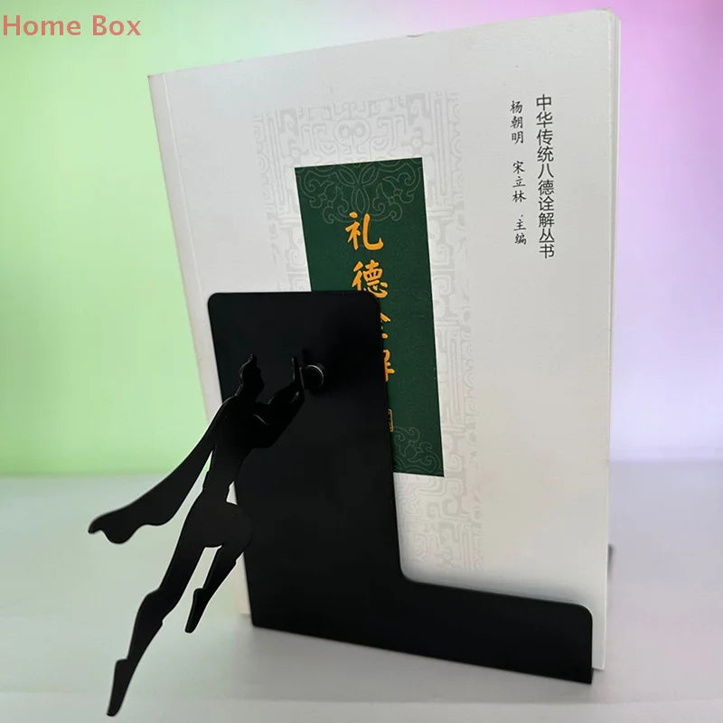 Creative Super Hero Bookshelf Figurines Metal Book Storage Display