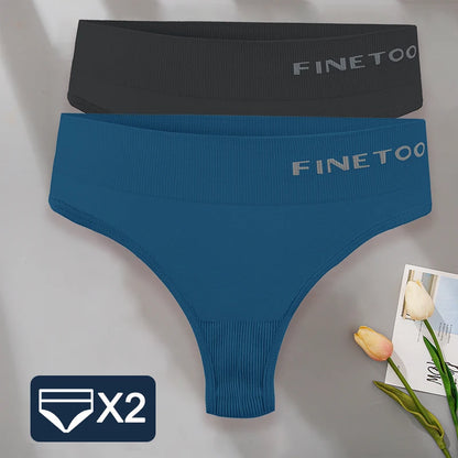 FINETOO 2PCS/Set M-2XL Bodyshaper G-String Panties Women Slim Underwear Female Lingerie Sexy Lady Thongs High Waist Underpants