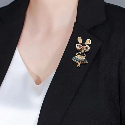 Rhinestone Rabbit Brooches For Women Sparkling Beauty Animal Charm Bunny Casual 2 Colors Brooch Pins Jewelry Gifts For Girl