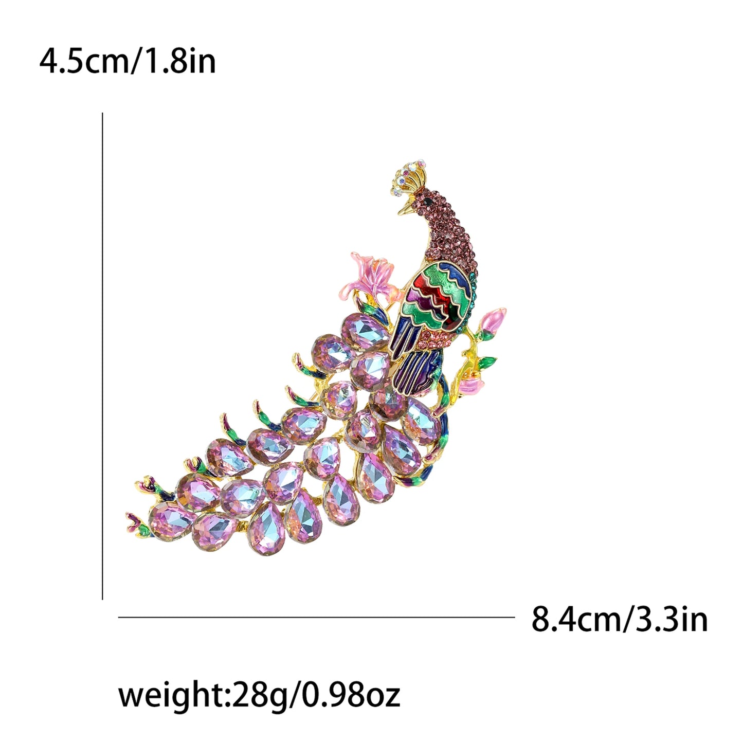 Fully Rhinestone Peacock Bird Brooch Fashionable and Elegant Coat Pin Jewelry Accessories and Gifts