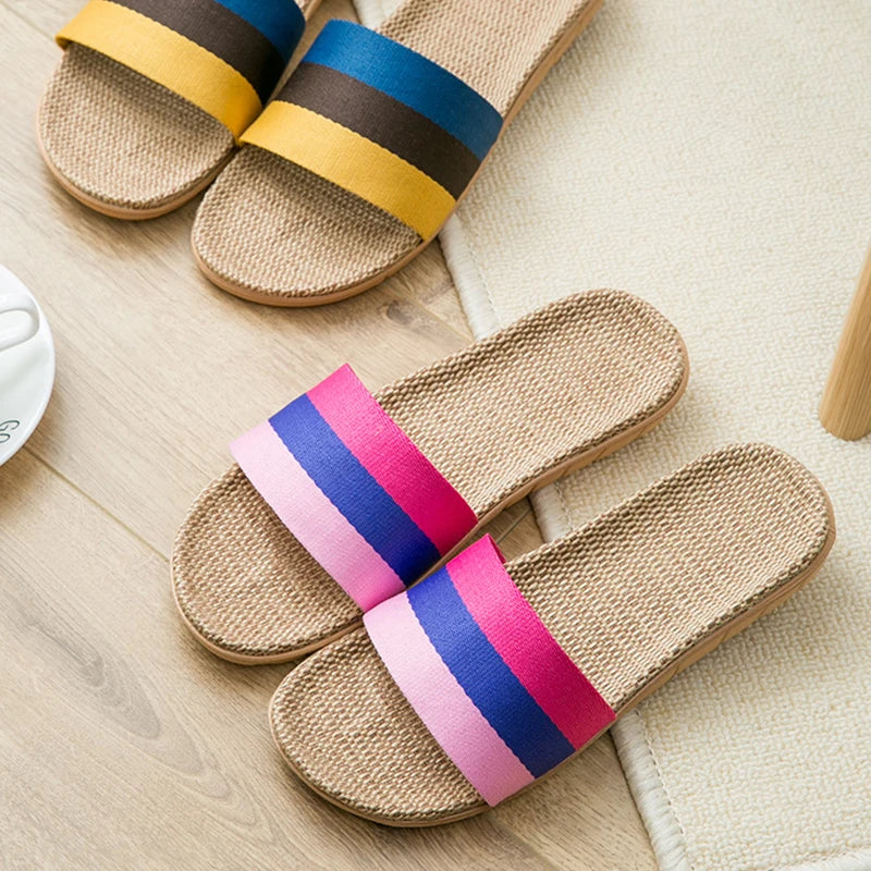 Home slippers for women anti slip flooring for summer indoor linen slippers for men home linen slippers cool slippers