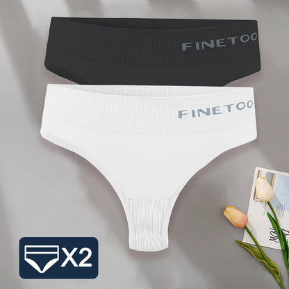 FINETOO 2PCS/Set M-2XL Bodyshaper G-String Panties Women Slim Underwear Female Lingerie Sexy Lady Thongs High Waist Underpants