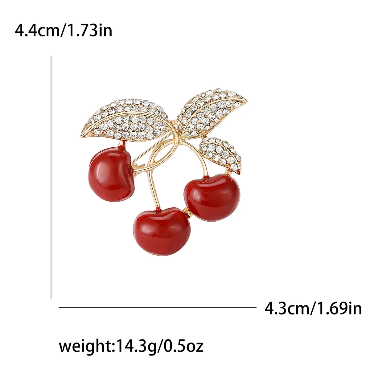 Enamel Cherry Brooches for Women Unisex Rhinestone Fruit Pins Banquet Party Backpack Gifts Jewelry Accessories