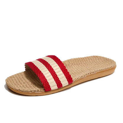 Women Linen Slippers Lightweight Couple Slippers AntiSlip Home Shoes Indoor Slippers