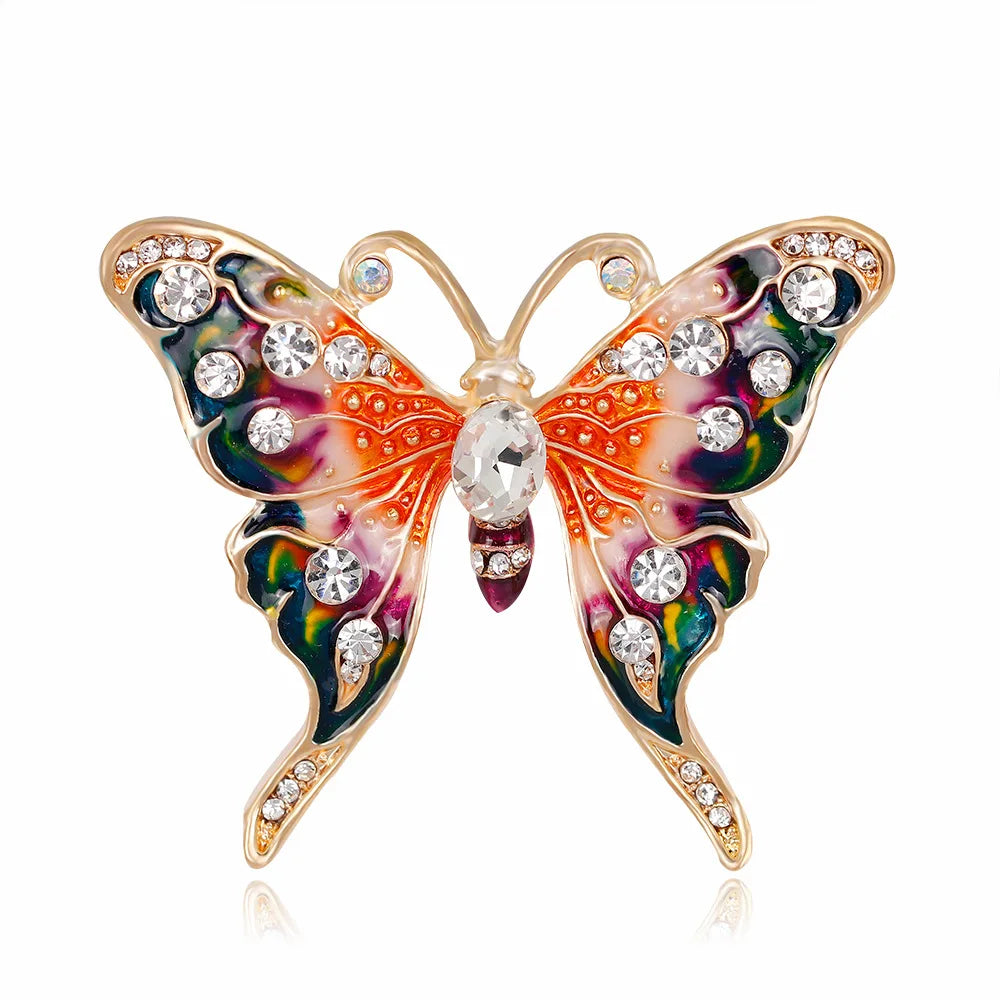 Shiny Rhinestone Butterfly Brooches For Women Luxury Jewelry Vintage Enamel Pin Animal Badges Large Butterfly Brooch Pin Gifts