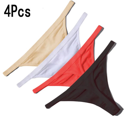 4PCS Sexy WOMEN'S Cotton Thong Underwear for Europe and the United States 22 to 34 Inch Waist Women