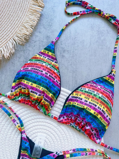 RUOTONSEPT Letters Printed Colorful Mini Thong Bikini Women Swimwear Female Swimsuit Two-pieces Bikini set Bather Bathing Suit