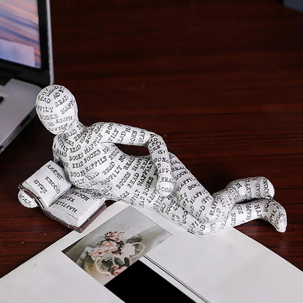 Reading Statue Man Reading Book Statue Resin Aesthetic Abstract Modern Sculptures for Coffee Table Tabletop Library Accessories