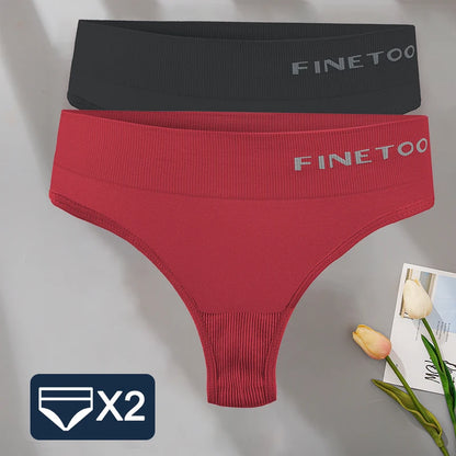 FINETOO 2PCS/Set M-2XL Bodyshaper G-String Panties Women Slim Underwear Female Lingerie Sexy Lady Thongs High Waist Underpants