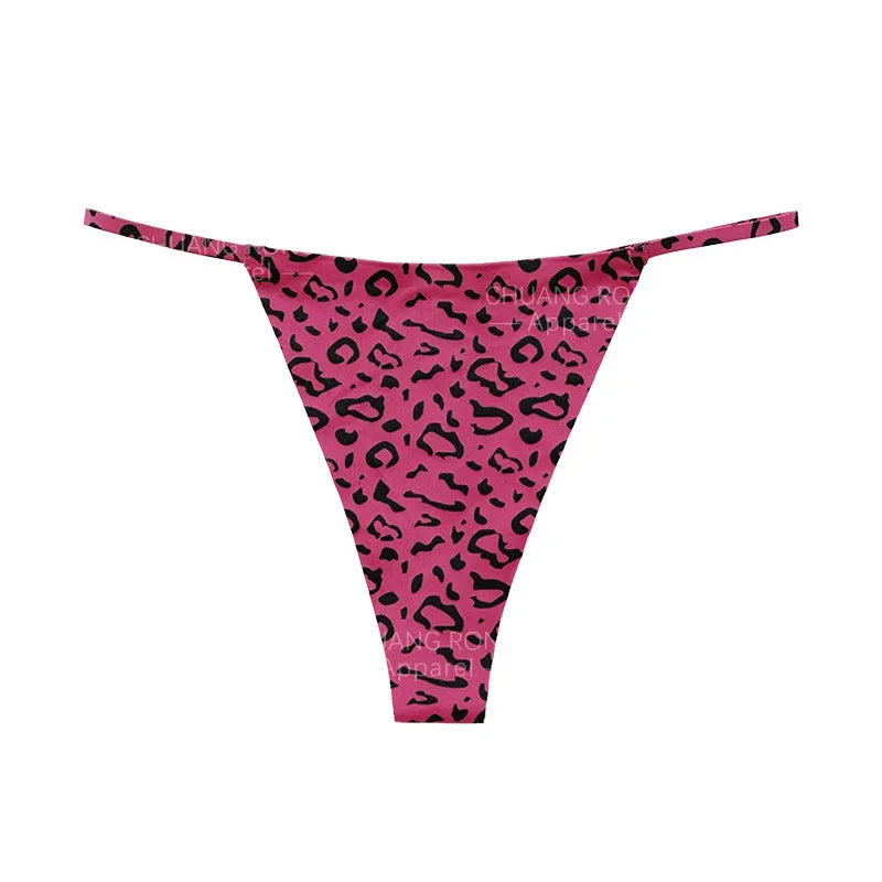 SP&CITY Leopard Print Thongs Sports Traceless Women’s Underpants Low Waist Ice Silk Thin Panties Breathable Fitness Briefs
