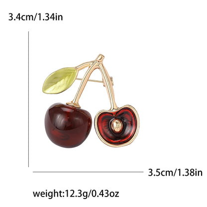 Enamel Cherry Brooches for Women Unisex Rhinestone Fruit Pins Banquet Party Backpack Gifts Jewelry Accessories