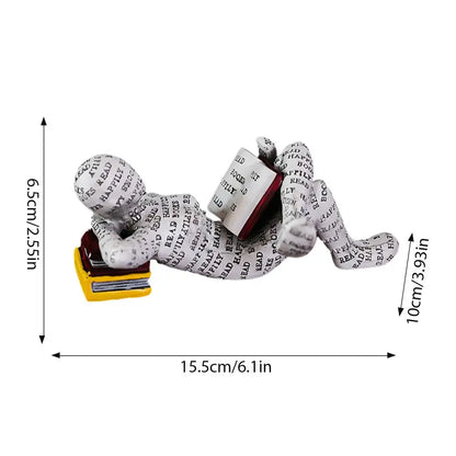 Reading Statue Man Reading Book Statue Resin Aesthetic Abstract Modern Sculptures for Coffee Table Tabletop Library Accessories