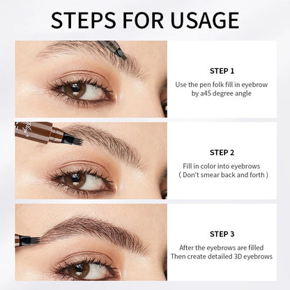 Four-pronged eyebrow pencil non-smudged, water-resistant