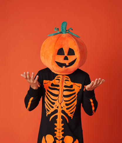 Men's Pumpkin Head Skeleton Costume