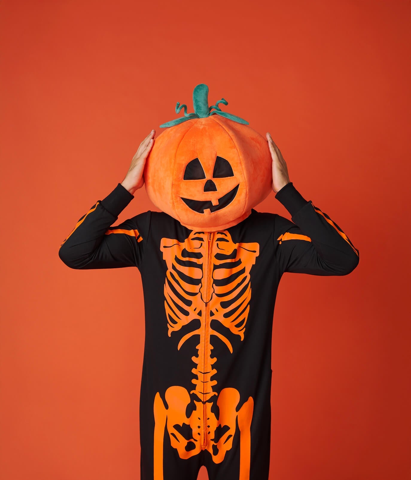 Men's Pumpkin Head Skeleton Costume