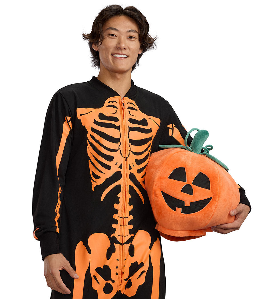 Men's Pumpkin Head Skeleton Costume