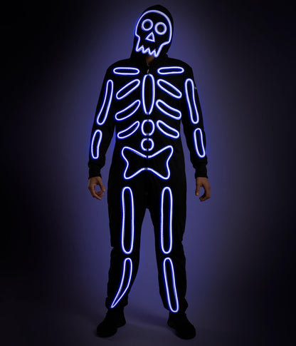Men's Neon LED Light Up Skeleton Costume