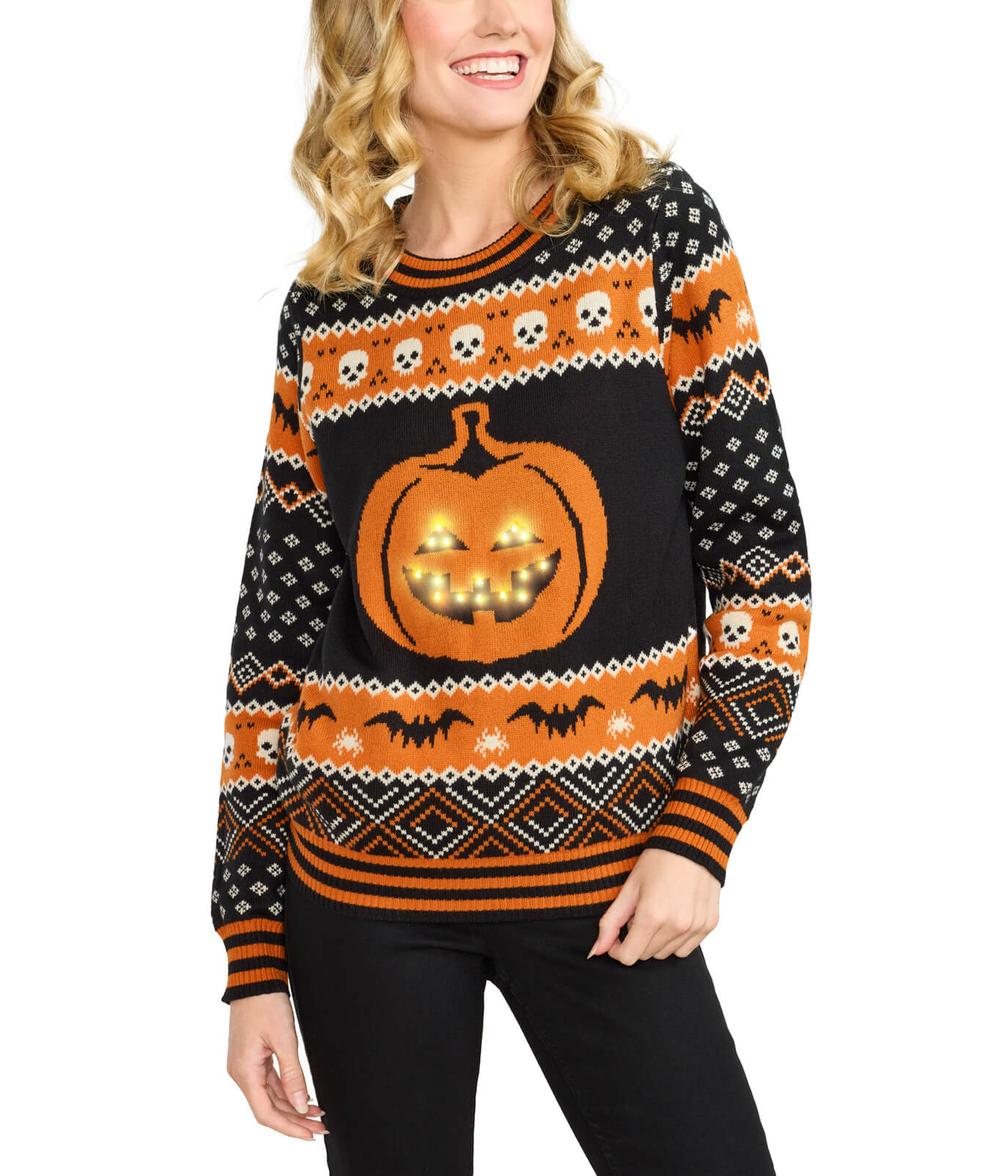 Women's Pumpkin Light Up Halloween Sweater