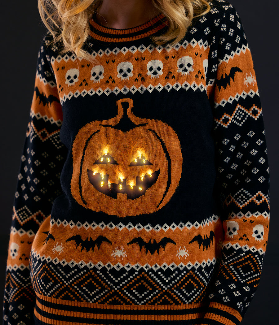 Women's Pumpkin Light Up Halloween Sweater