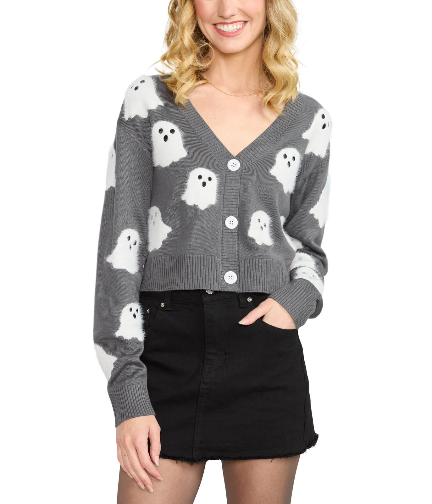 Women's Ghostly Glam Halloween Cardigan Sweater