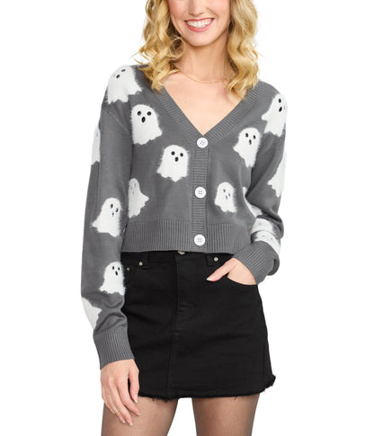 Women's Ghostly Glam Halloween Cardigan Sweater