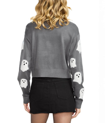 Women's Ghostly Glam Halloween Cardigan Sweater