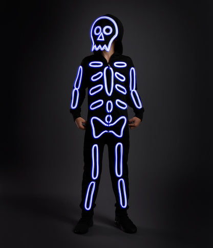 Boy's Neon LED Light Up Skeleton Costume