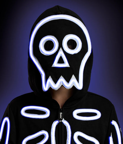 Girl's Neon LED Light Up Skeleton Costume