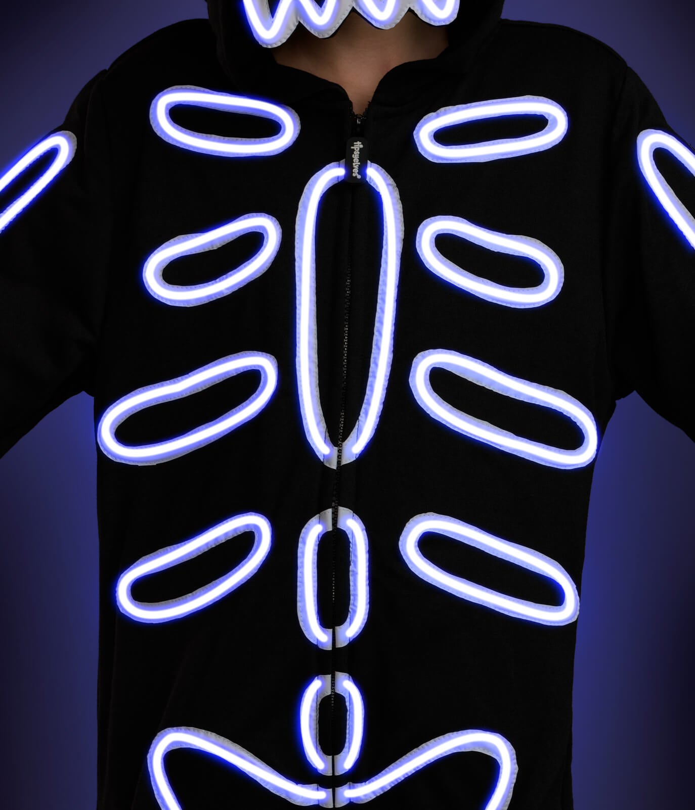 Girl's Neon LED Light Up Skeleton Costume