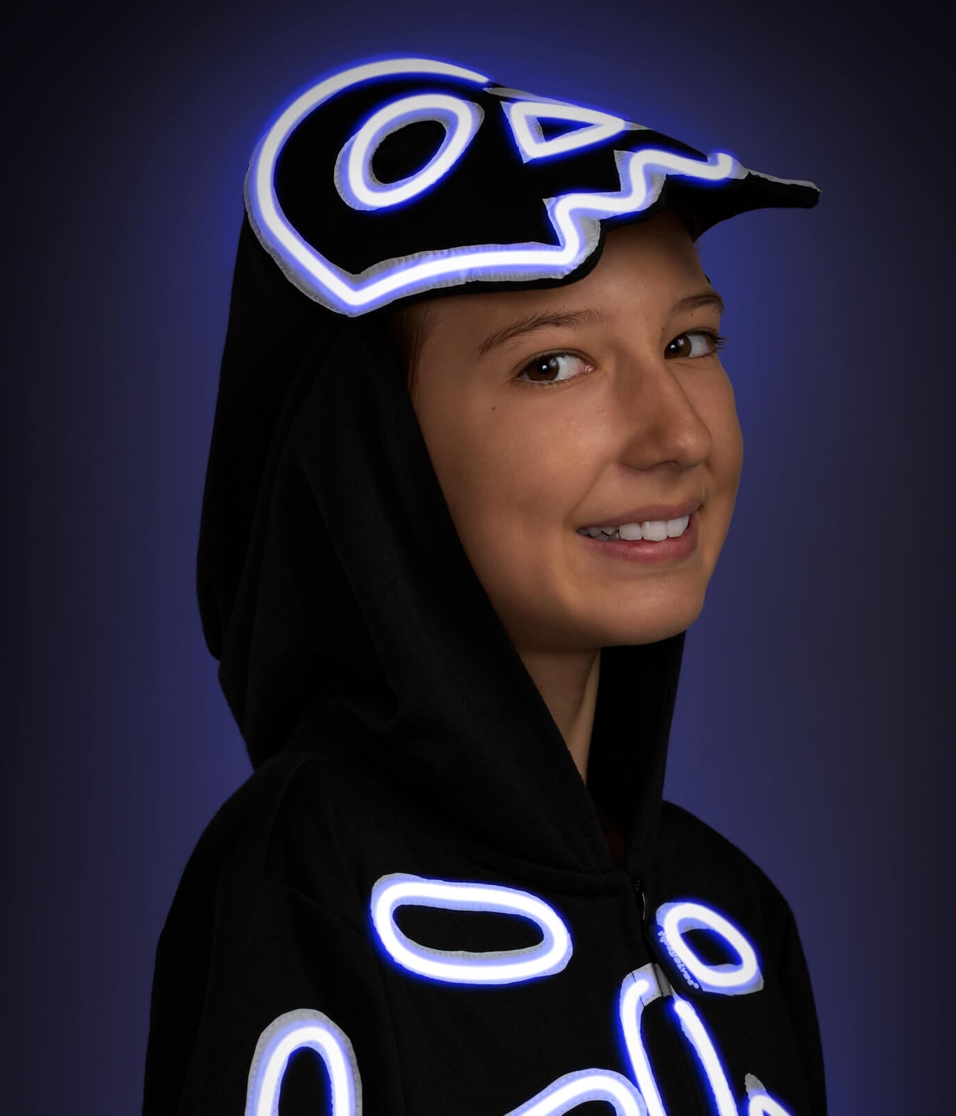 Girl's Neon LED Light Up Skeleton Costume