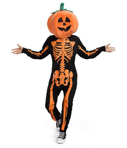 Women's Pumpkin Head Skeleton Costume