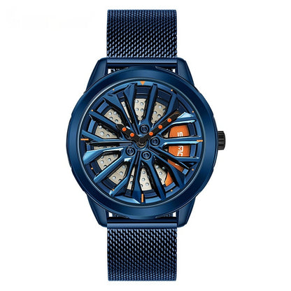 Men's Fashion Wheel Series Good Luck Comes Watch Trendy Unique Casual