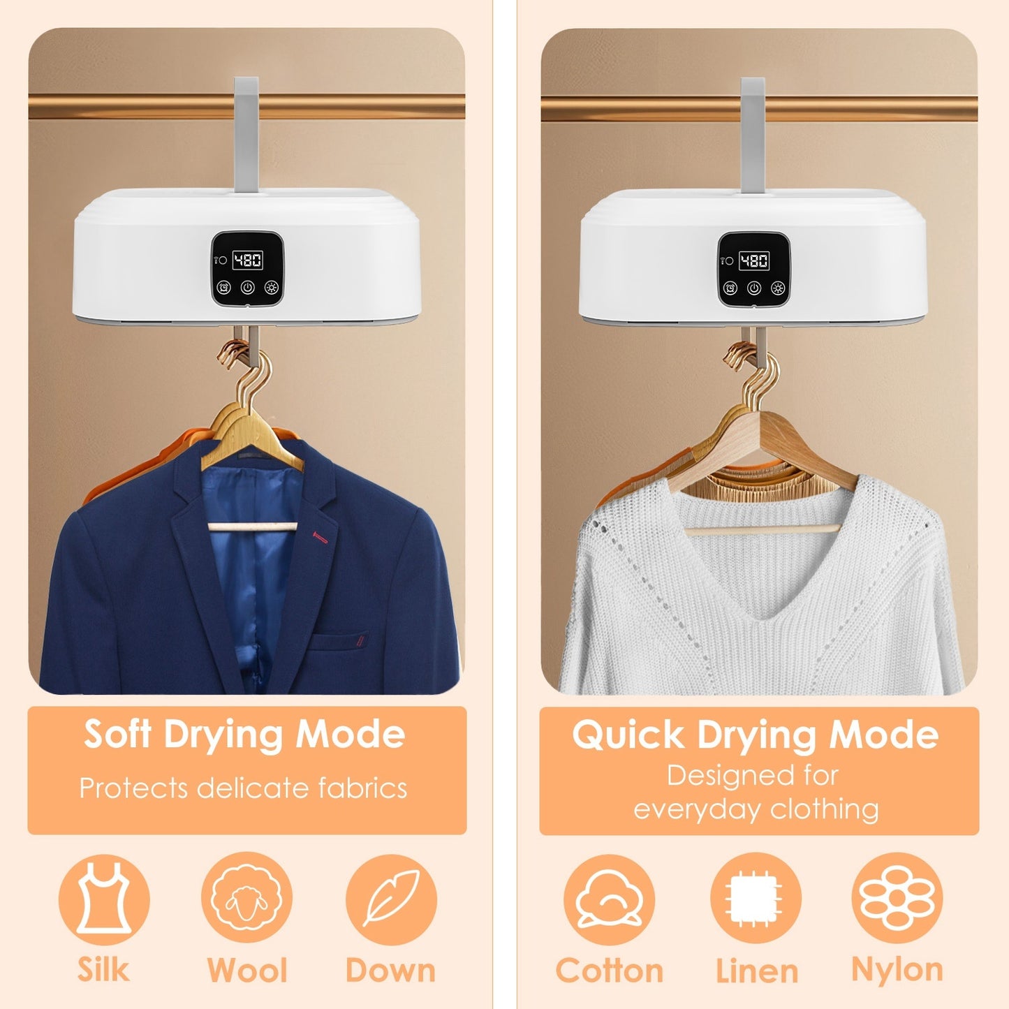 Remote Control Portable Clothes Dryer Machine Mini Foldable With Timer UV Sterilization