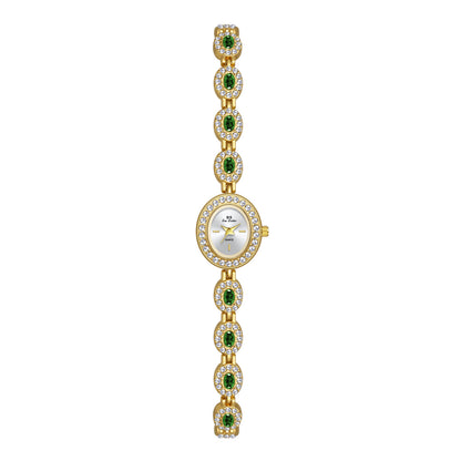 Mid-ancient Fashion Oval Colored Gems Rainbow Light Luxury Watch