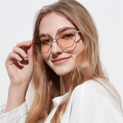 Diamond Polygon Color Clear Lens Sunglasses