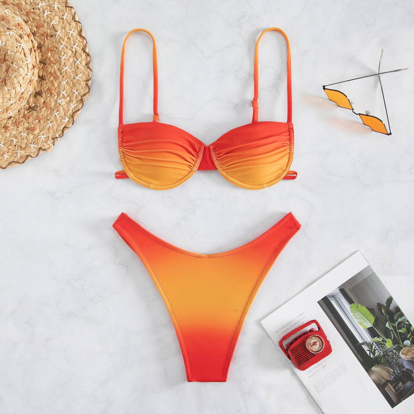Bikini Three-point Gradient Color Swimsuit