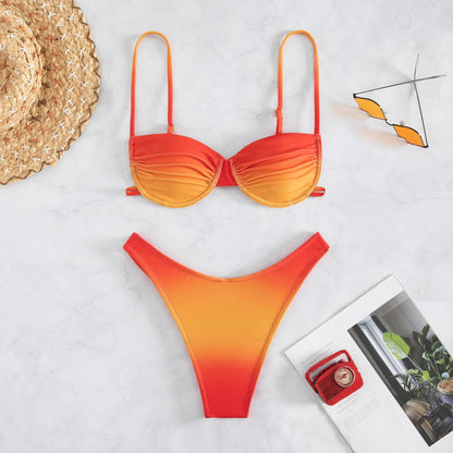 Bikini Three-point Gradient Color Swimsuit