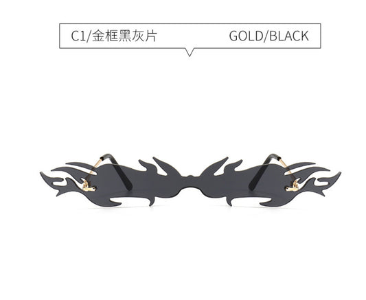 Flame One-piece Sunglasses Men And Women Catwalk Decorative Sunglasses